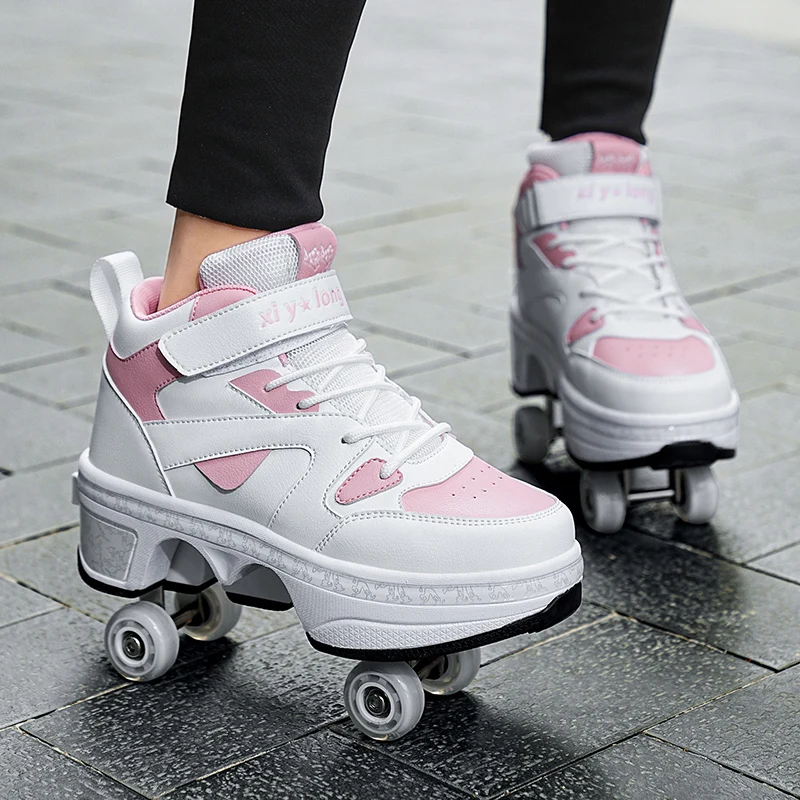 新しい子供用スポーツローラーブレード、変形可能な靴、4輪ロー - Men'S Shoes のレビューと価格