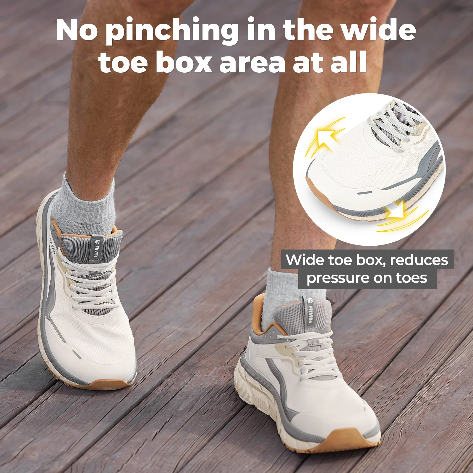 FitVille エクストラワイドトゥ メンズ スポーツシュ - Wide Toe Box Running Sneakers のレビューと価格