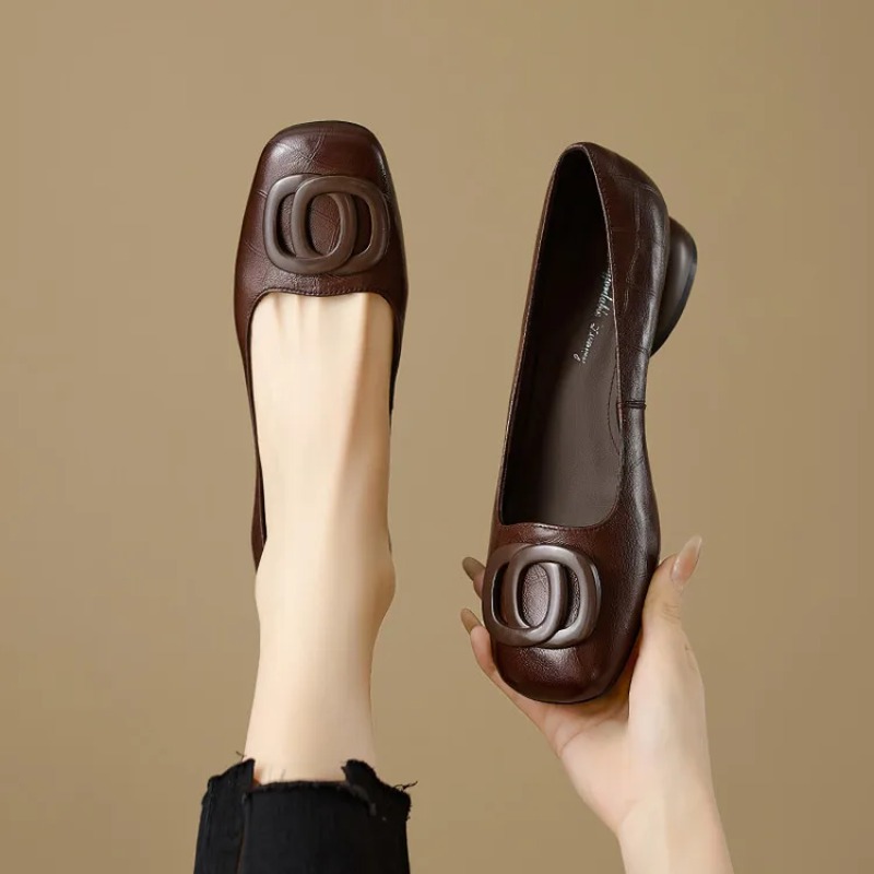 フランス風レディースシューズ パンプス レザーシューズ スク - Heels のレビューと価格