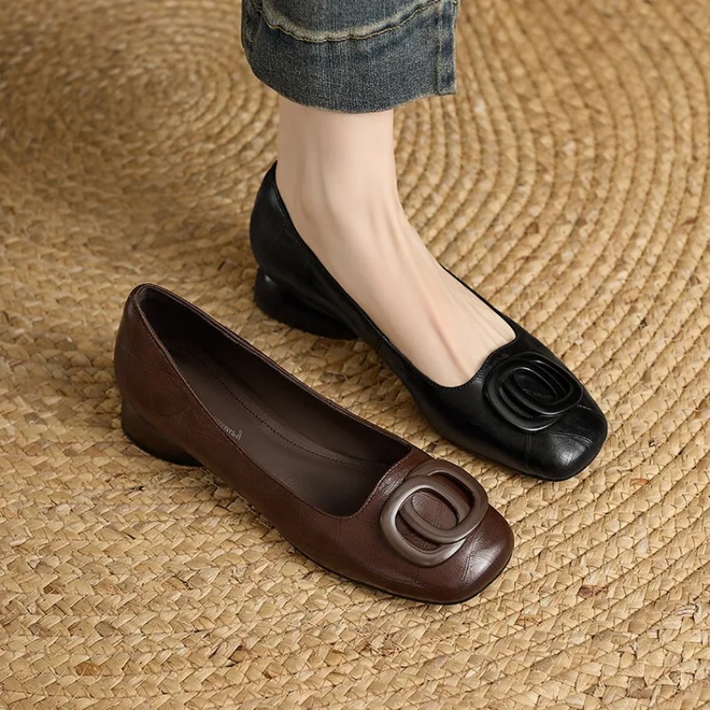 フランス風レディースシューズ パンプス レザーシューズ スク - Heels のレビューと価格