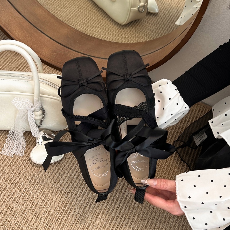 新作春快適レースアップバレエスクエアトゥローカットフラットシ - Heels のレビューと価格